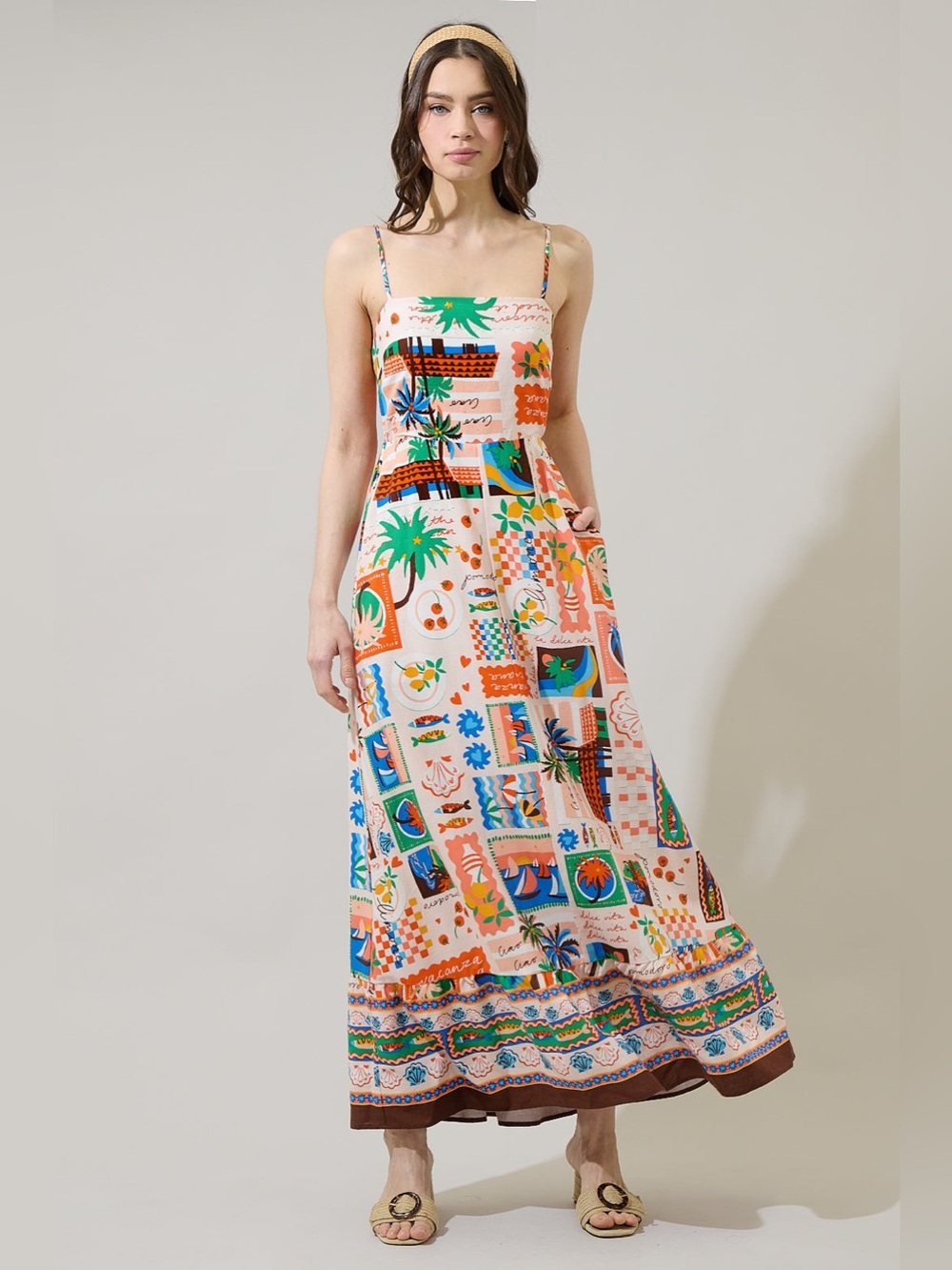SugarLips Lumy Mix Vin Smocked Maxi Dress size xs women’s